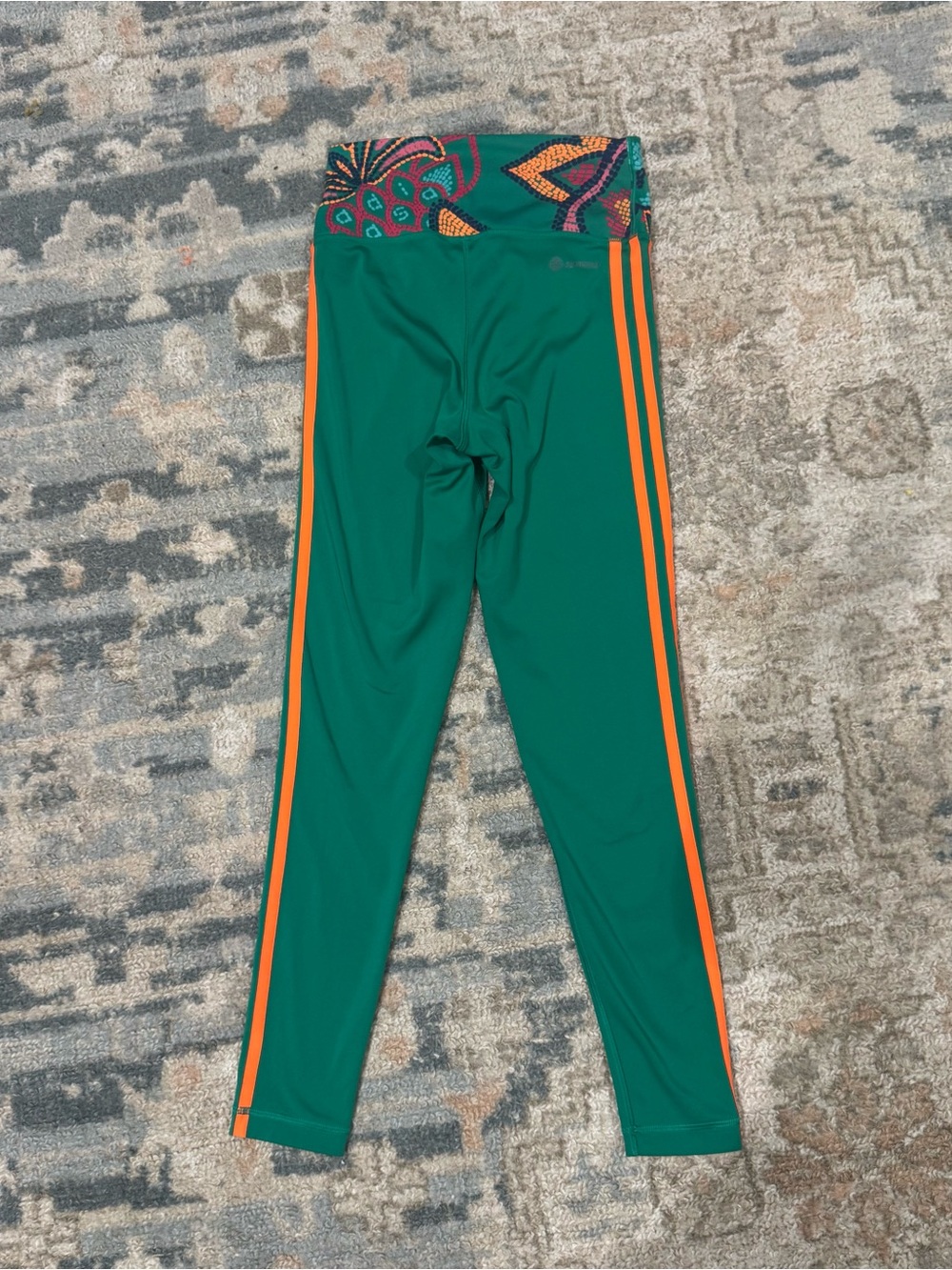 Adidas x FARM Rio AEROREADY 7/8 Leggings Green Orange - Picture 6 of 8